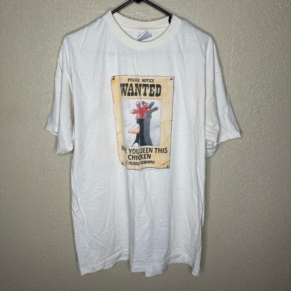 1989 Vintage Wallace & Gromit Wanted Chicken T-Shirt XL - Picture 2 of 7